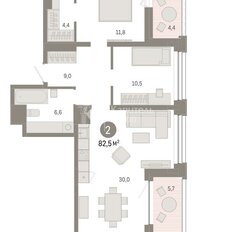Квартира 82,5 м², 2-комнатная - изображение 1