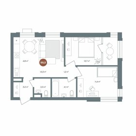 Квартира 55,2 м², 3-комнатная - изображение 1