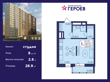 29,3 м², квартира-студия 5 408 780 ₽ - изображение 35