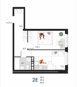 Квартира 39,6 м², 2-комнатная - изображение 1