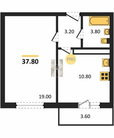 Квартира 37,8 м², 1-комнатная - изображение 1