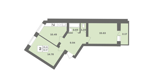 44,3 м², 2-комнатная квартира 4 300 000 ₽ - изображение 66