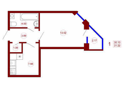 32 м², 1-комнатная квартира 3 150 000 ₽ - изображение 15