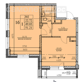 Квартира 51,2 м², 1-комнатная - изображение 1