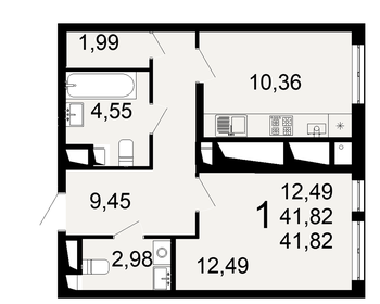 Квартира 41,8 м², 1-комнатная - изображение 1