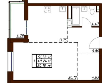 51,4 м², 1-комнатная квартира 6 893 600 ₽ - изображение 1