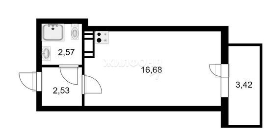 Квартира 21,7 м², студия - изображение 1