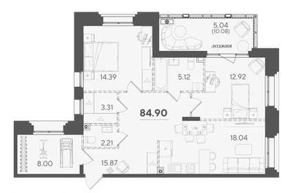 95 м², 3-комнатная квартира 11 000 000 ₽ - изображение 83