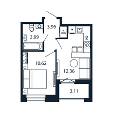 Квартира 32,5 м², 1-комнатная - изображение 4