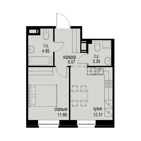 38,6 м², 1-комнатная квартира 11 155 400 ₽ - изображение 46