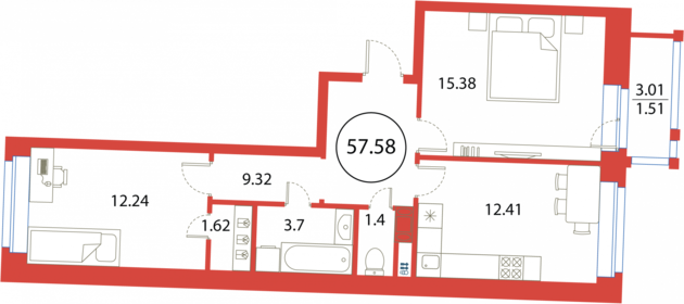 55,1 м², 2-комнатная квартира 8 500 000 ₽ - изображение 155