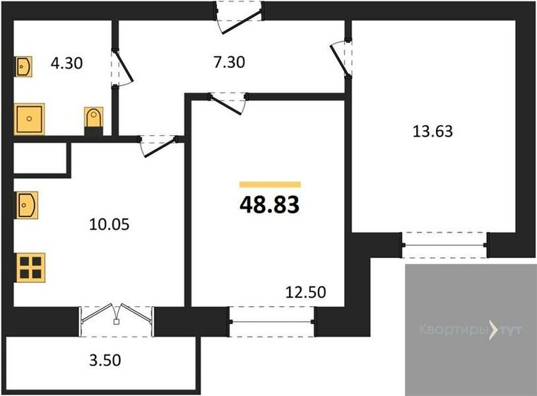 48,8 м², 2-комнатная квартира 4 687 680 ₽ - изображение 1