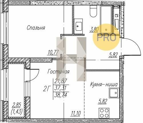 38,7 м², 1-комнатная квартира 4 803 760 ₽ - изображение 16