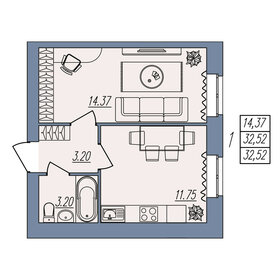 32,6 м², 1-комнатная квартира 3 751 300 ₽ - изображение 74