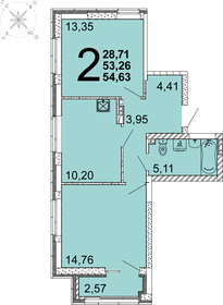 Квартира 54,6 м², 2-комнатная - изображение 1