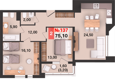 52,2 м², 2-комнатная квартира 8 549 999 ₽ - изображение 65