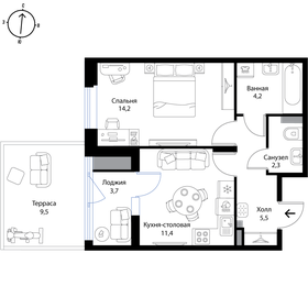 66,8 м², 1-комнатная квартира 8 950 000 ₽ - изображение 34