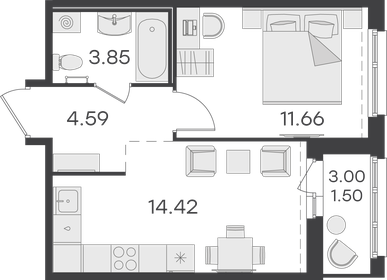 36,5 м², 1-комнатная квартира 7 299 999 ₽ - изображение 44