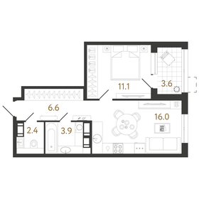 Квартира 40 м², 1-комнатная - изображение 1