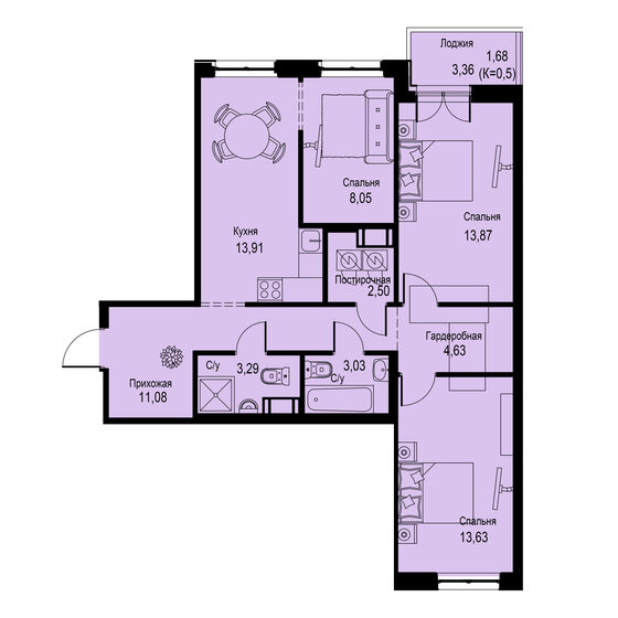 75,7 м², 3-комнатная квартира 14 377 300 ₽ - изображение 10