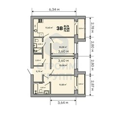 Квартира 72,5 м², 3-комнатная - изображение 2