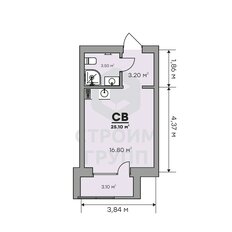 Квартира 25,1 м², студия - изображение 2