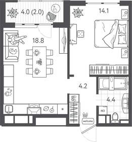 56,2 м², 1-комнатная квартира 14 500 000 ₽ - изображение 133