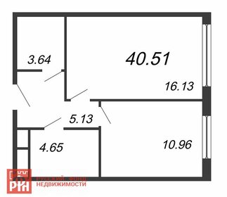 Квартира 40,5 м², 1-комнатные - изображение 1