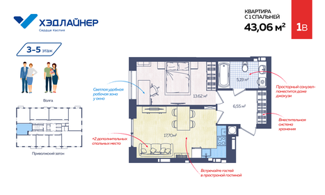 34,9 м², 1-комнатная квартира 8 320 000 ₽ - изображение 40