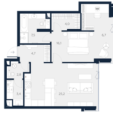 Квартира 72,2 м², 1-комнатные - изображение 2