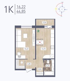 Квартира 44,9 м², 1-комнатная - изображение 1