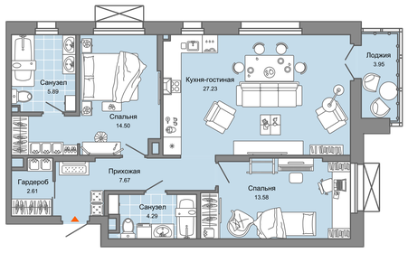 Квартира 78 м², 3-комнатная - изображение 1