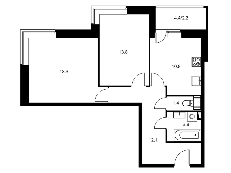 62,4 м², 2-комнатная квартира 11 338 600 ₽ - изображение 15