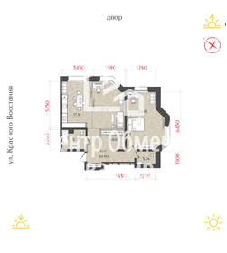 Квартира 86,2 м², 2-комнатная - изображение 1