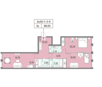 Квартира 88 м², 3-комнатная - изображение 1