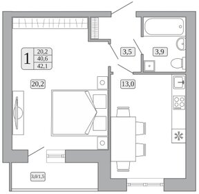 40,6 м², 1-комнатная квартира 4 655 000 ₽ - изображение 6