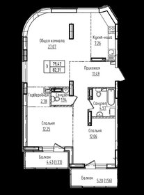 Квартира 82,3 м², 3-комнатная - изображение 2