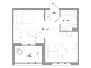 Квартира 33,1 м², студия - изображение 1