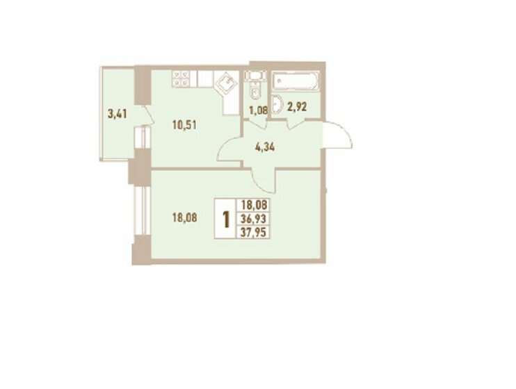36,9 м², 1-комнатная квартира 10 400 000 ₽ - изображение 1