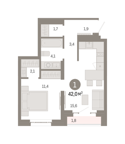 56,3 м², 1-комнатная квартира 21 390 000 ₽ - изображение 35