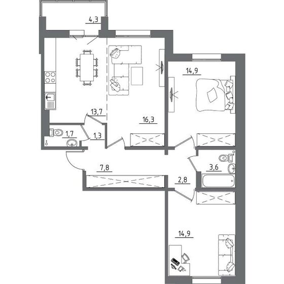 81,1 м², 3-комнатная квартира 9 011 700 ₽ - изображение 1