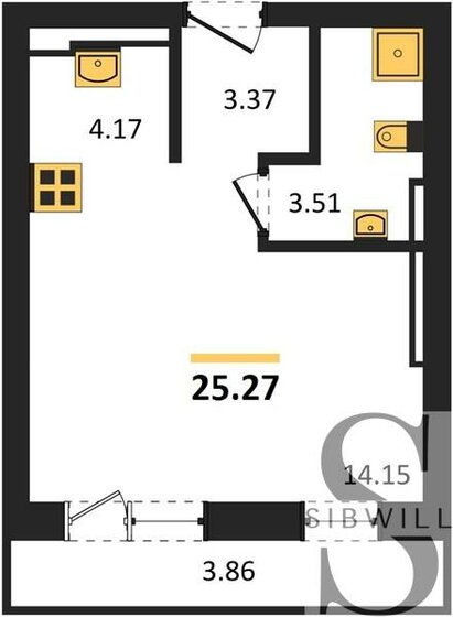 25,3 м², квартира-студия 4 780 000 ₽ - изображение 50