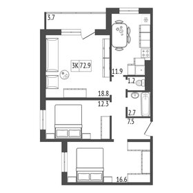 61 м², 3-комнатная квартира 6 500 000 ₽ - изображение 12