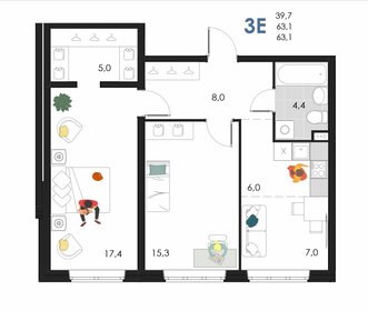 61,1 м², 3-комнатная квартира 6 980 064 ₽ - изображение 42