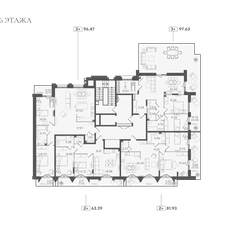 Квартира 96,5 м², 2-комнатная - изображение 4