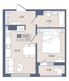 55,1 м², 3-комнатная квартира 5 500 000 ₽ - изображение 89