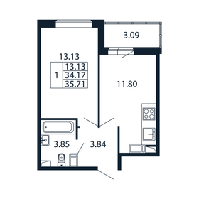 34,2 м², 1-комнатная квартира 6 184 888 ₽ - изображение 43