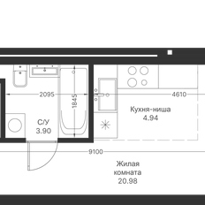 Квартира 30,5 м², студия - изображение 2