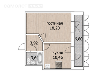 Квартира 40 м², 1-комнатная - изображение 1