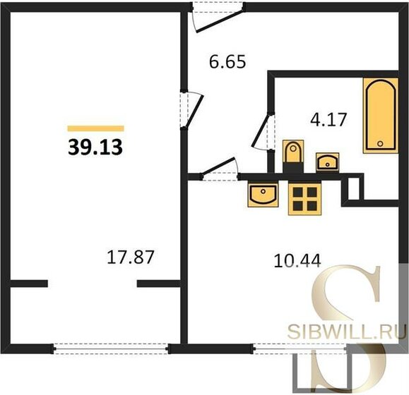 39,1 м², 1-комнатная квартира 6 200 000 ₽ - изображение 1